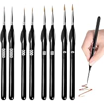 Tritart Pinceau Fin pour Peinture Aquarelle, Acrylique et Huile   Taille 0 00 000 3 Pinceaux pour Visage, Nail Art Ongles, Maquette, Figurine