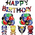Birthday Party Decorations Happy Birthday Banner Superhero Foil Balloons for Kid's Themem Party Decor Supplies