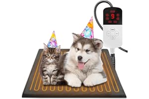 AIDSCI Manta Electrica Interior Perro y Gatos, Ajustable Temporizador y Temperatura Alfombrilla Térmica para Mascotas, Impermeable segura, Anti-mordida, para Mascotas Recién Nacidos y Ancianos, 45x45cm