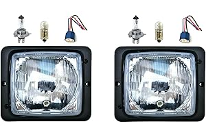‎MELTRUCK MelTruck® 2x Fernscheinwerfer Positionslicht Abblendlicht für Traktor Atlas Zetor mit Glühbirnen H4 und Lampenfassungen(3 Funktionen - H4 - mit Lampenfassungen)