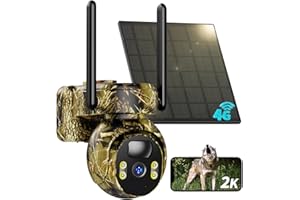 SEHMUA Fototrappola con SIM e Pannello Solare, Fototrappola Notturna 4G, Telecamera con SIM 4g da Esterno, Visione Notturna, Rilevamento PIR, PTZ 360, Impermeabile IP66