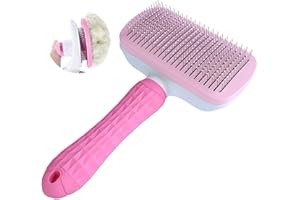 NATRUTH Self Cleaning Slicker Brush for Dogs and Cats,Pet Grooming Tool,Removes Undercoat,Shedding Mats and Tangled Hair,Dander,Dirt, Massages Particle,Improves Circulation (pink)