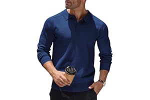 COOFANDY Pull Homme à Col Polo Manches Longues Pull Tricoté en Maille Classique Pullover Homme Hiver Decontracté Business Pull Couleur Unie Slim Fit