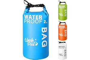 Uncle Paul Boat Dry Bags - Belongings Protection Waterproof Bag for Outdoor Drifting Boating Kayaking Fishing Rafting Swimming Camping Canoeing Surfing Cyan Blue 2 Literes(0.4 UK gal)