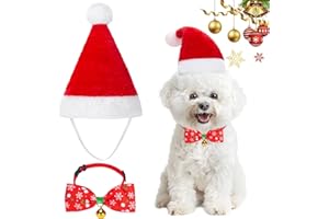 MELLIEX 2 Stück Weihnachten Hundekostüm, Hunde Katzen Weihnachtsmützen und Schneeflocken-Fliege Weihnachtskostüm Zubehör Set für Haustier