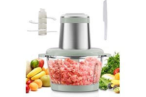 Picadora Electrica ESoundvol de 400W,Recipiente de Vidrio de 2L y 4 Cuchillas Afiladas de Acero Inoxidable,Multifunción Picadora Electrica de Alimentos,Verduras,Frutas,Frutos Secos y Comida Para Bebés