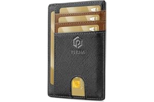 PIRNA Portfel Męski Slim, Smukły, Lekki, Minimalistyczny Etui na Karty, Blokowanie RFID, Portfel Damski Mały, Small Wallet, Świetny Pomysł na Prezent Pudełko - Czarny Brązowy