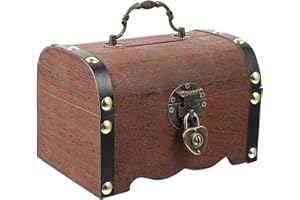 JHXHHTHONGTONG Retro Holz Schatzkiste Schatztruhen aus Holz mit Schloss Holz Schatzkiste Spardose Holz Piratenkiste Mini Schatztruhe Holz Schatztruhe Box Holztruhe mit Deckel für Aufbewahren und Dekorieren