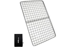 TiTo Titanium BBQ Net Grill Portable Ultralight Non-Stick Meat Grill Grate for Home Garden Outdoor Camping Camping Accessories Picnic Hiking Charcoal Holder with Storage Bag (A)