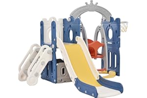 PROKOKE Toboggan et Balançoire pour Bébé Toboggan Autoportant Escaladeur Balançoire pour Enfant Aire de Jeux Toboggan Long Intérieur Extérieur Centre d'activités Aire de Jeux équipement de Jeux (Tower)
