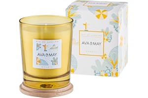 AVA & MAY Rio de Janeiro Candela profumata (180 g) - Candela vegana di cera di soia con 40 ore di durata – con olio profumato di lillà, cardamomo e mandarino di alta qualità