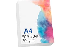 LUFEEMGA 50 Blatt Aquarellpapier A4 300g, Aquarellblock Malpapier Watercolor Naturweiß Wasserfarben Gouache Papier Kaltgepresst Aquarellpapier Karten für Kinder Studenten Acryl Zeichnen (21 × 29.7 cm)