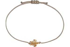 SELFMADE JEWELRY Żółw bransoletka różowe złoto – brązowa bransoletka z tkaniny z żółwikiem w kolorze różowego złota – wykonana ręcznie e stop metalowy, colore: brązowy, cod. 0019; 0045