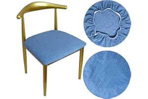 ‎HUALISIJI HuaLiSiJi Stuhlbezug Rund Luxuriöser Stoff, Durchmesser 36-50cm, Rund Dehnbar Knitterfrei Waschbar Staubdicht (Blau, 1)