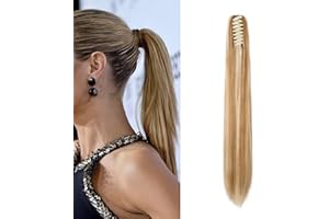 ‎CYBELLEZA Cybelleza Zopf Haarteil Pferdeschwanz Haarverlängerung Glatt Clip in Ponytail Extensions Claw wie Echthaar Gerade Haar Kunsthaare Lang Voluminös (Dunkelblond & Bleichblond)