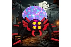 Danxilu 244 cm riesige aufblasbare Halloween-Spinne für den Außenbereich mit rotierenden bunten LED-Lichtern aufblasbare Hof dekoration Halloween-Dekoration für Garten Hof Rasen Terrasse Feiertagsdeko
