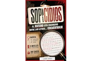 SOPICIDIOS: El asesino está entre las letras y tú eres el único detective capaz de encontrarlo - 80 sopas de letras de crímenes para resolver - Pasatiempos de misterio y true crime para adultos.