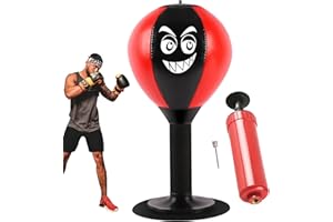 STFALI Punchingball, table de punching avec ressorts, ventouse pour soulager le stress pour patron, collègue, amis, 18 x 17,5 x 37 cm (rouge/noir)