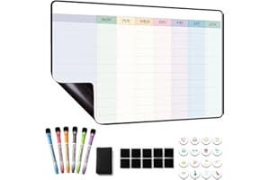 MCCORL Magnetic Chore Chart, Weekly Planner Whiteboard Calendar for Fridge, Family Planner, Cleaning Rota, Checklist Board for Kids (Monday to Sunday)