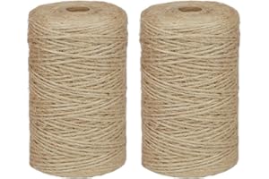 DXRPO Corde de jute naturelle - 1 mm x 200 m x 2 - Corde en sisal - Corde de jardin - Corde de chanvre - Résistant à la déchirure - Pour bricolage, arbre à chat, artisanat, jardinage, décoration
