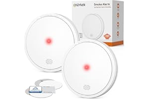 CHZHVAN Smoke Alarms for Home, 10-Year Battery Fire Alarms Test/Silence Button Smoke Detector with LED Indicator Conforms to EN 14604 Standard,Fire Detector for Kitchen, Caravan, Office 2 Pack