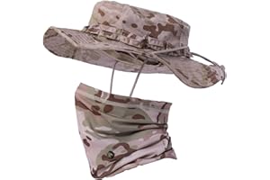 CAMOTER Camo Boonie Sonnenhut mit Gesichtsmaske, UV-Schutz, Fischerhut, Fischerhut für Jagd, Wandern, Militär, taktische Safari