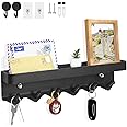 Echehi 6 Hooks Key Holder, Self Adhesive or Drilling 2 Ways Installation Wall Key Rack, Key Hooks Wall Mounted for Entrance Area, Kitchen (Black)