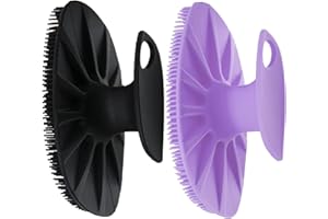 YEADMAL Sanft Gesichtsbürste 2-Teilig Handbuch Silikon Gesichtsreinigungsbürste Silicone Face Scrubber Steril Gesichtspeeling Bürste für Frauen Männer Empfindlich Hauttyp (lila + schwarz)