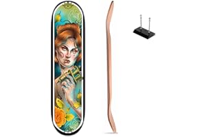 Frikink - Skate Madera Decoración Pared, Tabla Decorativa 8 Pulgadas, Arte Pared Skateboard, Decoración Tattoo, Accesorios de Montaje, Diseños Exclusivos por Ilustradores.WBlue