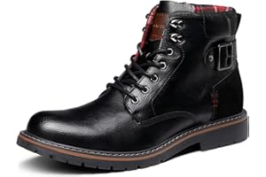 Bruno Marc Bottes de Moto Classiques pour Hommes avec Fermeture à Lacets et Fermeture Éclair Latérale Botte Confortable pour Travail