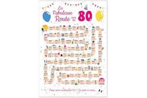 FestySpark Grande Carte Anniversaire 80 Ans Femme et Homme - Idée Cadeau 80 ans Homme et Femme - Decoration Anniversaire 80 ans - Birthday Card 1945 - Carte Original La Fabuleuse Route vers les 80