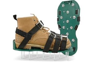 Hortem Manual Lawn Aerator Sandals Universal Size-Comes with 2 Adjustable Straps with Secure Buckles, Yard Aerator Shoes for Effectively Aerating Lawn Soil