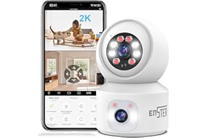 ENSTER Uberwachungskamera Innen WLAN mit 2K Doppelobjektiv, 360 PTZ Kamera Indoor, Bewegungserkennung, Automatische Verfolgung,Onvif