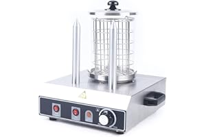 PANFUDONGK 400W Hot Dog Maker | 220V Wurstwärmer+Broterwärmer | 2 Heizspieße | Edelstahl | Temperatur einstellbar