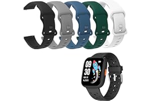 Blueshaweu Bracelet de 22 mm compatible avec la montre intelligente Biggerfive BW01, BW02, bracelet de sport en silicone compatible avec Biggerfive Brave 2, Biggerfive Brave