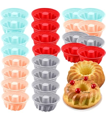 Lot De 2 Moules à Kouglof En Silicone - Diamètre 16,5 Cm, Bleu Et Rose, Avec Spatule Et Brosse, Réutilisables - 6