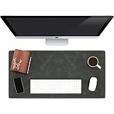 Modica&reg; Hobart - Hakiki Deri Masa Matı | Deri Oyuncu Mouse Pad | Yazı Masası Altlığı 75x34 Cm (Gri)