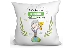 Mugffins Cuscino Nonna -Famiglia Mondo -Idee Regali Divertenti per Decorazione - -: Rivestimento e Imbottitura (40x40 cm). Tatto Cotone