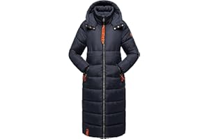 Navahoo Damski ciepły zimowy płaszcz pikowany z kapturem, kryształowy kwiat XS-XXL