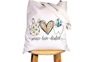 WZMPA Borsa cosmetica dentale Dentale Igienista Regalo Pace Amore Dentale Trucco Dentale Cerniera Sacchetto Sacchetto Del Sacchetto Per Assistente Dentale Dentista, Peace Dental Tote