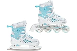 ‎CROXER Croxer Verstellbare 2in1 Inlineskates-Schlittschuhe Optima White/Pink mit 82A Härte PU Rollen, Carbon Abec7 Kugellagern, Trust-Fit System, Vent System & SAS