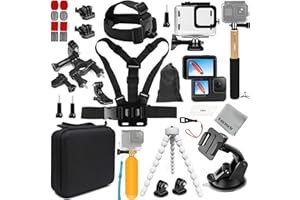 Gurmoir Accessori Essenziali Kit con Custodia Impermeabile per Gopro Hero 13/Hero 12/Hero 11/Hero 10/Hero 9 Nero, Action Camera Video Accessori Kit Set Pacchetti per Gopro 13/12/11/10/9 (PT10)