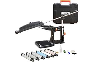 SHARPAL 202H Sistema di Affilacoltelli Professionale – Affilatore ad Angolo Regolabile 10°–35° con 7 Piastre Abrasive (Diamante 220/325/600/1000, Cote 3000/6000, Coramella) e Custodia Regalo