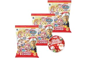‎OYOY 3 x 4 Paw Patrol Zuckerstangen mit Erdbeergeschmack I Candy Canes I Ideal für Geburtstags und Mottopartys, Nikolausstiefel, Oster- und Weihnachtsteller, Adventskalender I Schultüte I mit OYOY Sticker