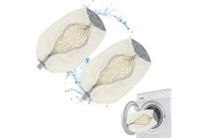 YTUGIL Sacchetto per il lavaggio delle scarpe, lavatrice, pulizia a 360°, ammortizzante e antirumore, multi protezione, per scarpe da ginnastica riutilizzabile (Crema - 2 Pezzi)
