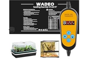 WADEO Heat Mat for Plants, [52 x 25cm], Seedling Heat Mat with Thermostat 5 to 45°C, Waterproof & Durable Plant Heat Mat, Heated Propagator for Seedling Germination, Mushroom, Reptile