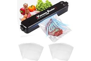idudu Vakuumiergerät Vakuumierer Folienschweißgerät Vakumiergeräteinschweissgerät Obst Gemüse Fleisch etc Trockene Feuchte Lebensmittel 8x Frische Vacuum Sealer mit 20 Stück 25*17cm Vakuumier Beutel