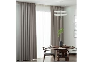 ‎SIUNWDIY Siunwdiy 2 Stücke Hellbeige vorhänge Blickdicht Verdunklungsvorhang mit Kräuselband Energiespar & Wärmeisolierend einfarbig Gardinen Schal für Schlafzimmer Kinderzimmer Wohnzimmer, 250X270CM