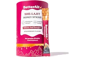 BETTER ALT BetterAlt SHE Lajit Strawberry Honeysticks Shilajit for Women with Shatavari & Saffron for hormonal Balance with Goodness of Pure Himalayan Shilajit 30 Sticks 30 Count (Pack of 1)