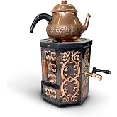 İFYIL Nostaljik Jelli Bakır İşlemeli &Ccedil;ay Semaveri - 3 Litre (Bakır Demlik Hediyeli)